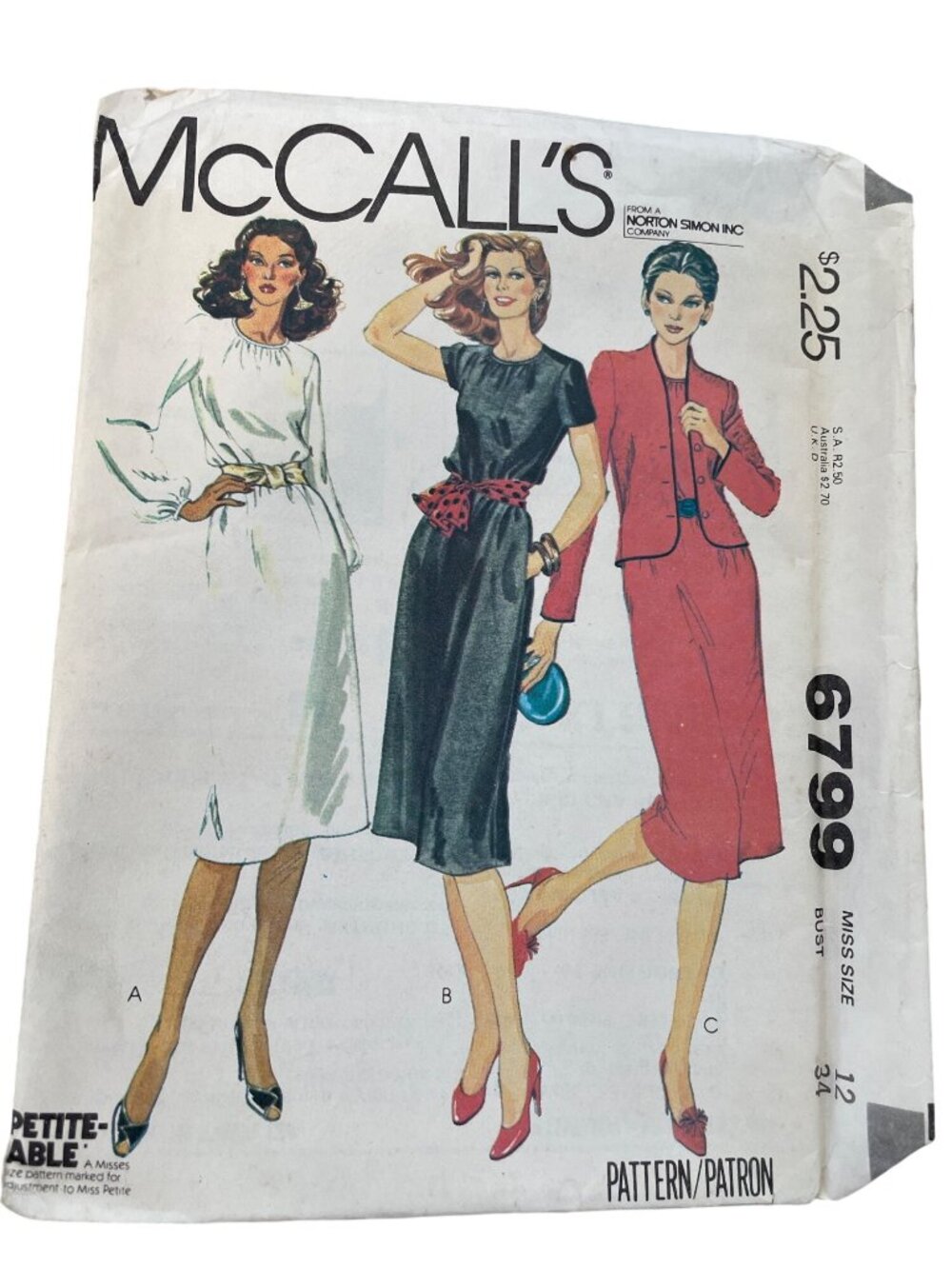 Vintage 70s McCalls 6799 Sewing Pattern Size 12 Misses Jacket & Dress Retro CUT
